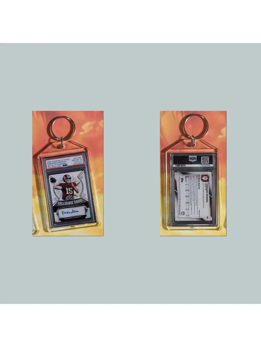 3729 Fernando Mendoza 2025 Leaf Collegiate Stars Auto Custom Hand Made Keychain
